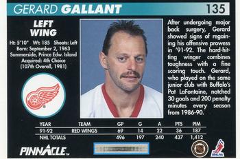 1992-93 Pinnacle #135 Gerard Gallant Back