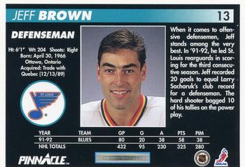 1992-93 Pinnacle #13 Jeff Brown Back