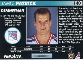 1992-93 Pinnacle #140 James Patrick Back