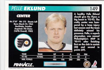 1992-93 Pinnacle #149 Pelle Eklund Back