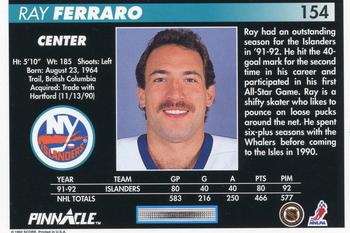 1992-93 Pinnacle #154 Ray Ferraro Back