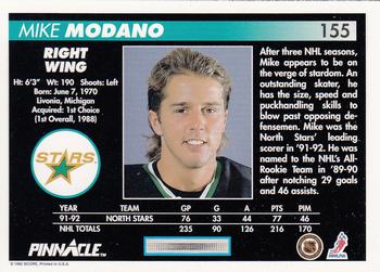 1992-93 Pinnacle #155 Mike Modano Back