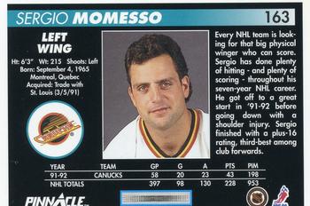 1992-93 Pinnacle #163 Sergio Momesso Back