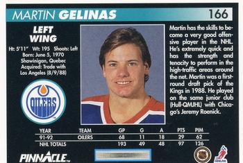 1992-93 Pinnacle #166 Martin Gelinas Back