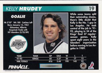 1992-93 Pinnacle #19 Kelly Hrudey Back