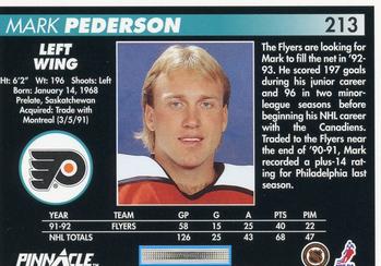 1992-93 Pinnacle #213 Mark Pederson Back