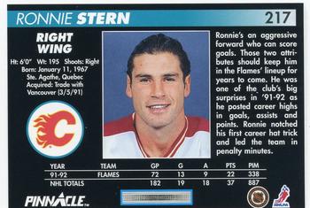 1992-93 Pinnacle #217 Ronnie Stern Back