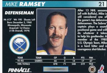 1992-93 Pinnacle #21 Mike Ramsey Back