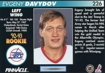 1992-93 Pinnacle #226 Evgeny Davydov Back