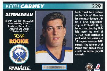 1992-93 Pinnacle #229 Keith Carney Back