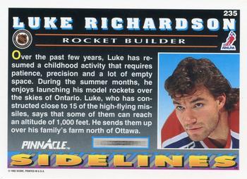 1992-93 Pinnacle #235 Luke Richardson Back