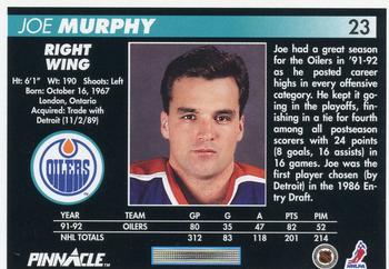 1992-93 Pinnacle #23 Joe Murphy Back