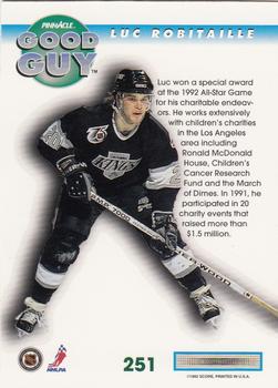 1992-93 Pinnacle #251 Luc Robitaille Back