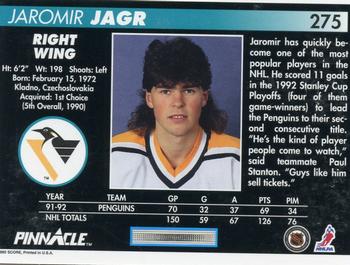 1992-93 Pinnacle #275 Jaromir Jagr Back