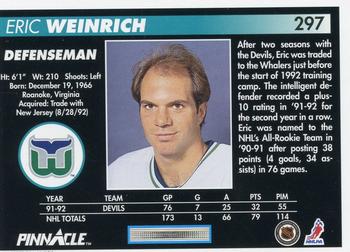 1992-93 Pinnacle #297 Eric Weinrich Back