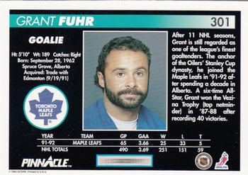 1992-93 Pinnacle #301 Grant Fuhr Back