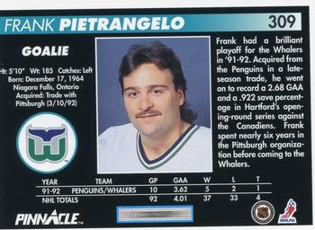 1992-93 Pinnacle #309 Frank Pietrangelo Back