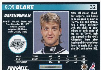 1992-93 Pinnacle #32 Rob Blake Back