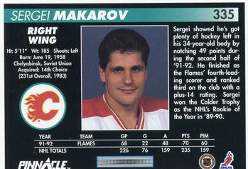 1992-93 Pinnacle #335 Sergei Makarov Back