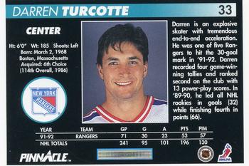 1992-93 Pinnacle #33 Darren Turcotte Back