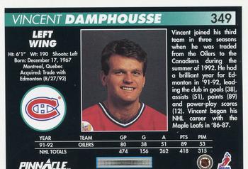 1992-93 Pinnacle #349 Vincent Damphousse Back