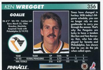 1992-93 Pinnacle #356 Ken Wregget Back