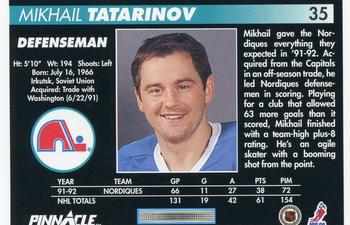 1992-93 Pinnacle #35 Mikhail Tatarinov Back