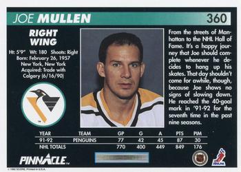 1992-93 Pinnacle #360 Joe Mullen Back