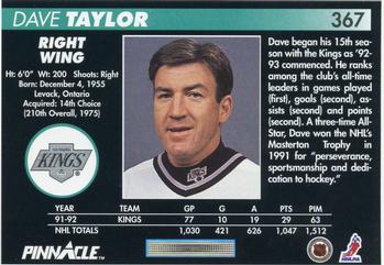 1992-93 Pinnacle #367 Dave Taylor Back