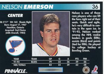 1992-93 Pinnacle #36 Nelson Emerson Back
