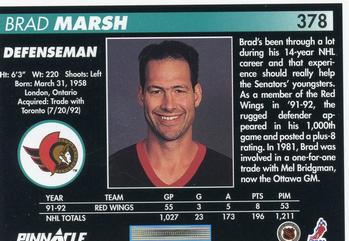 1992-93 Pinnacle #378 Brad Marsh Back