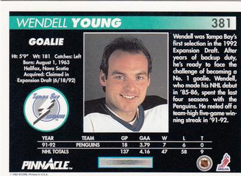 1992-93 Pinnacle #381 Wendell Young Back