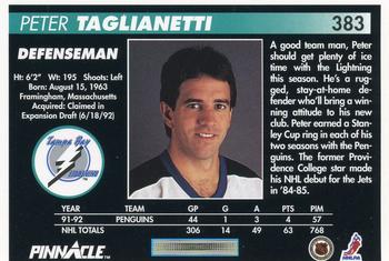 1992-93 Pinnacle #383 Peter Taglianetti Back