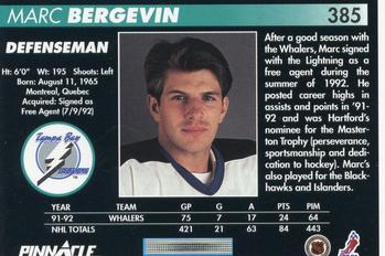 1992-93 Pinnacle #385 Marc Bergevin Back