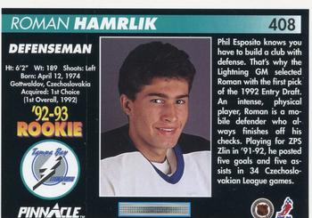 1992-93 Pinnacle #408 Roman Hamrlik Back