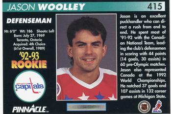 1992-93 Pinnacle #415 Jason Woolley Back