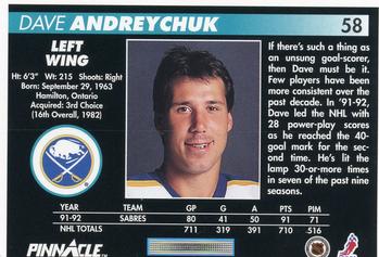 1992-93 Pinnacle #58 Dave Andreychuk Back