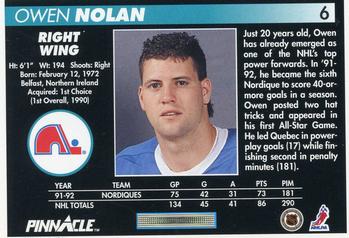 1992-93 Pinnacle #6 Owen Nolan Back