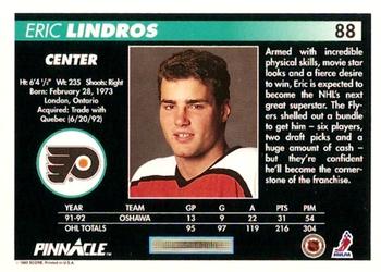 1992-93 Pinnacle #88 Eric Lindros Back