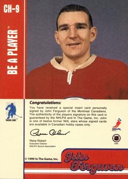 1999-00 Be a Player Memorabilia - Canadian Hobby Autographs #CH-9 John Ferguson Back