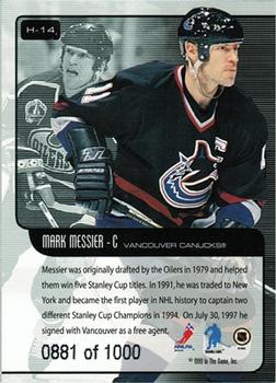 1999-00 Be a Player Memorabilia - Heritage Ruby #H-14 Mark Messier Back