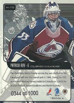 1999-00 Be a Player Memorabilia - Heritage Ruby #H-10 Patrick Roy Back