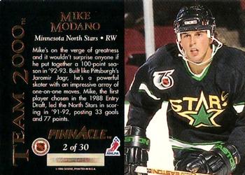 1992-93 Pinnacle - Team 2000 #2 Mike Modano Back