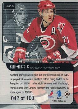 1999-00 Be a Player Memorabilia - Heritage Sapphire #H-08 Ron Francis Back