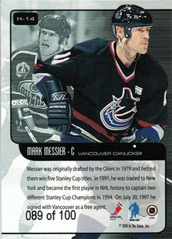 1999-00 Be a Player Memorabilia - Heritage Sapphire #H-14 Mark Messier Back