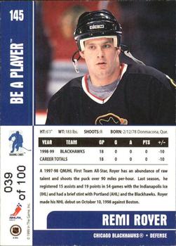 1999-00 Be a Player Memorabilia - Gold #145 Remi Royer Back