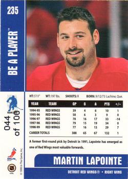 1999-00 Be a Player Memorabilia - Gold #235 Martin Lapointe Back