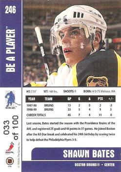 1999-00 Be a Player Memorabilia - Gold #246 Shawn Bates Back