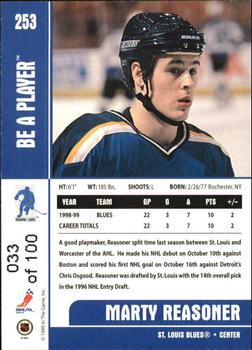 1999-00 Be a Player Memorabilia - Gold #253 Marty Reasoner Back