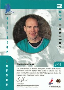 1999-00 Be a Player Memorabilia - All-Star Jersey #J-10 Mark Messier Back
